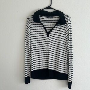 Black and White Striped Women Sweater